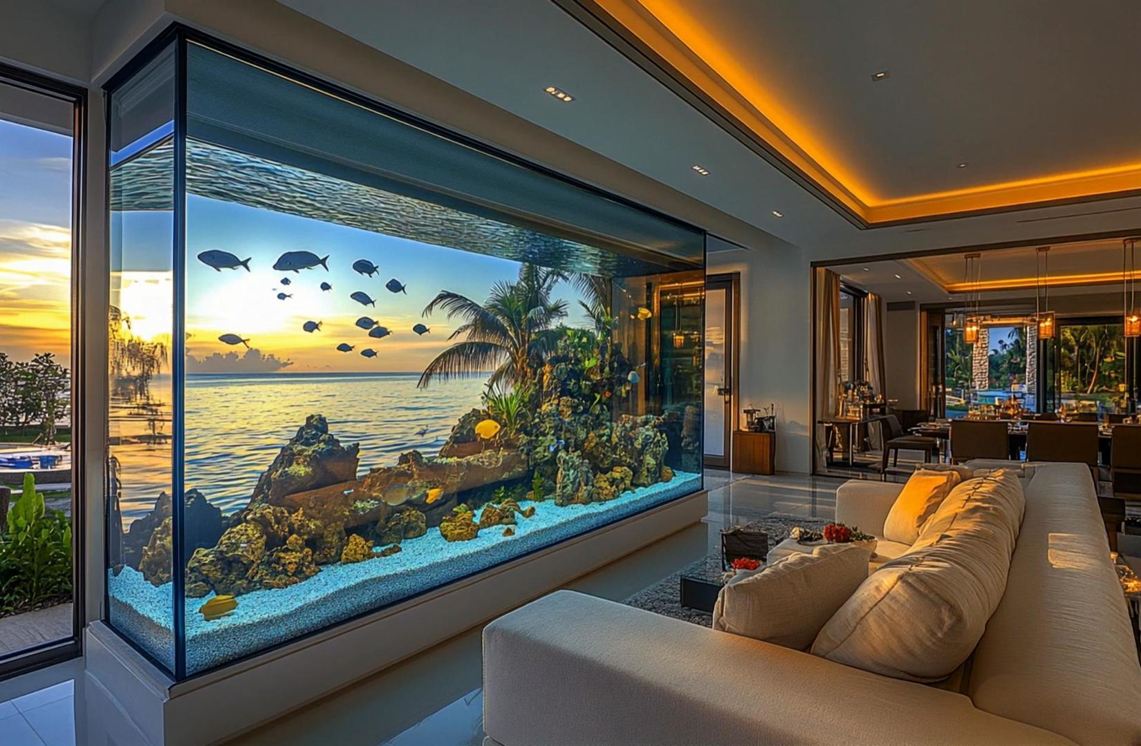 5米亚克力一体缸无边框设计