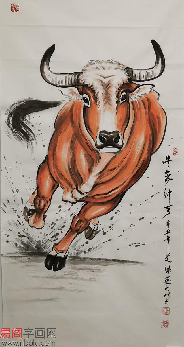 牛年将至一幅国画牛挂画祝您牛气冲天