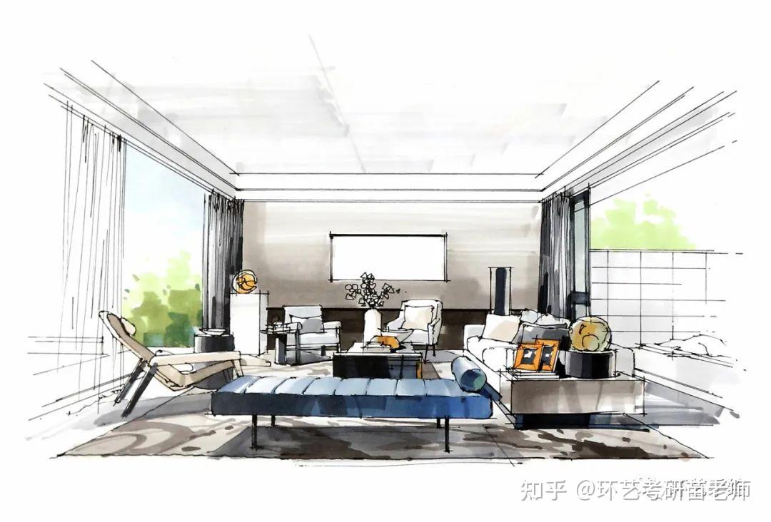 环艺室内 | 客厅马克笔效果图步骤分解 - 知乎