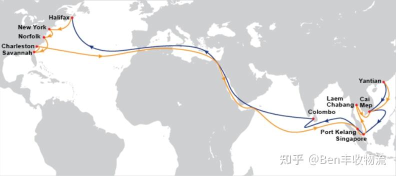 中美海运航线线路图图片