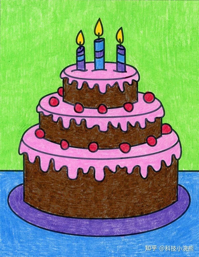 食物简笔画彩色蛋糕图片