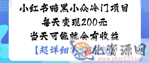 小红书暗黑小众冷门项目每天变现2张当天可能就会有收益