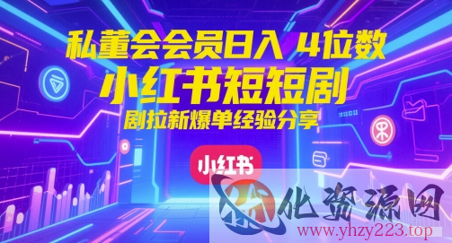 私董会会员日入4位数小红书红果短剧拉新爆单经验分享