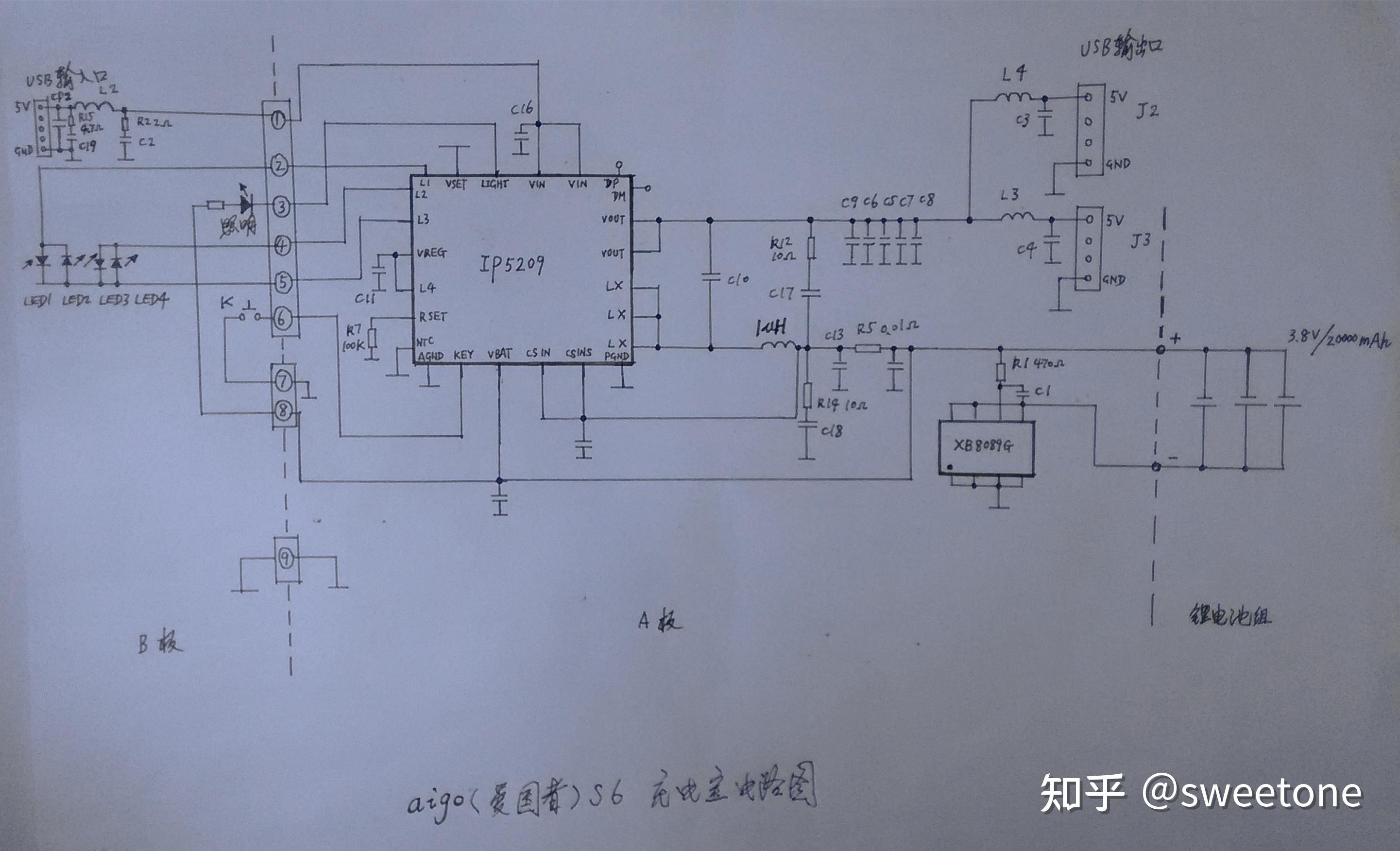 14,15脚为充电输出脚,连接到锂电池正极和锂电池充放电保护电路u2 xb
