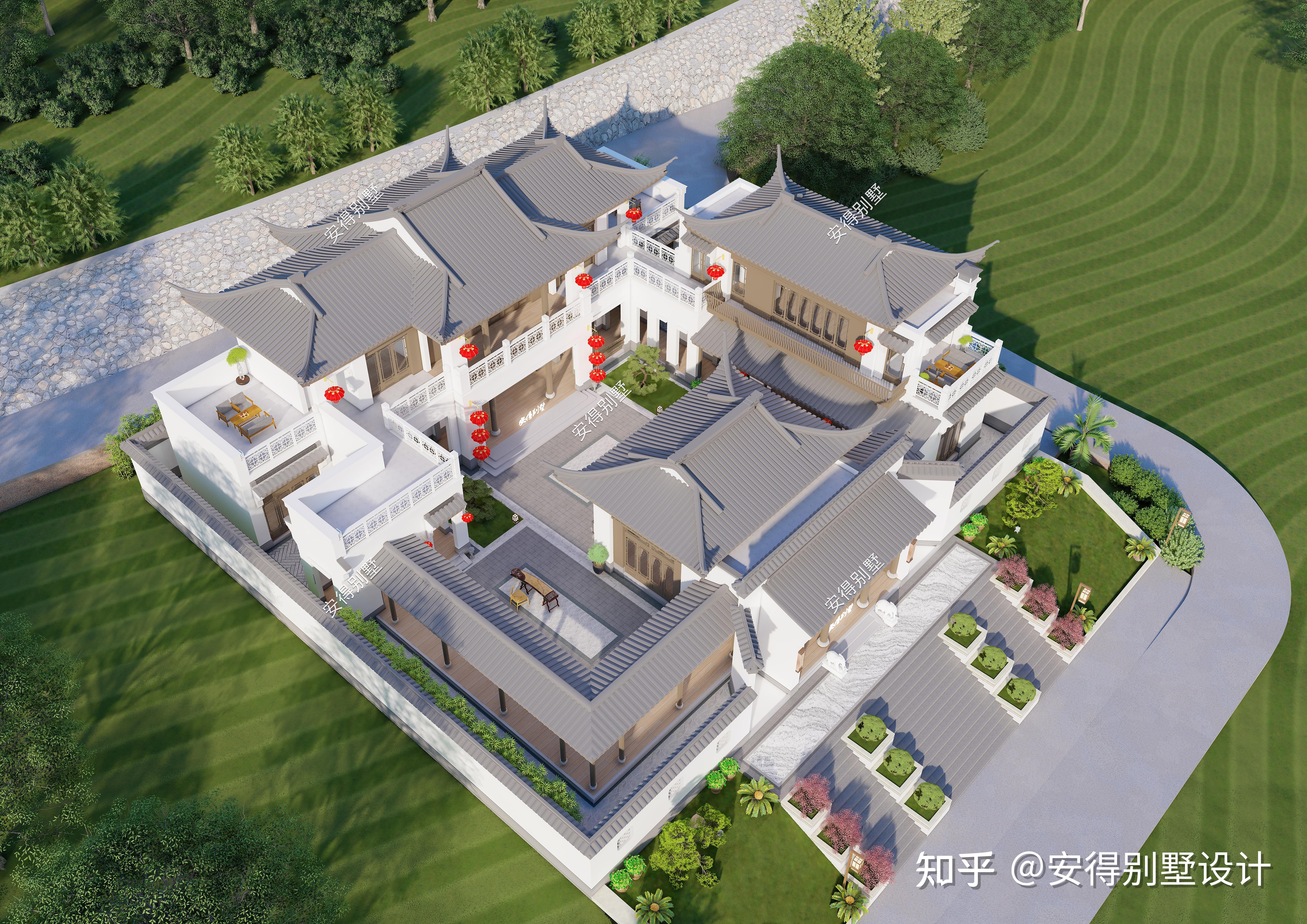 开间30米的2层中式合院设计，建筑端庄大气、庭院惬意舒适！ - 知乎
