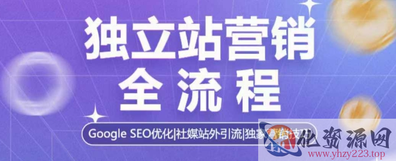 独立站营销全流程，Google SEO优化，社媒站外引流，独家营销技巧