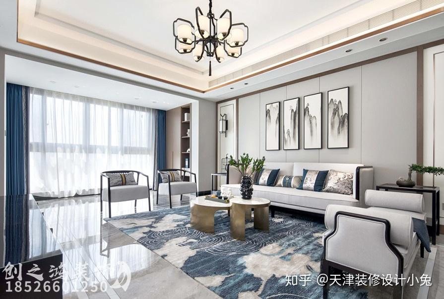 天津创之鸿装饰公司作品，190平金地平山印新中式雅居，干练与柔美结合！ - 知乎
