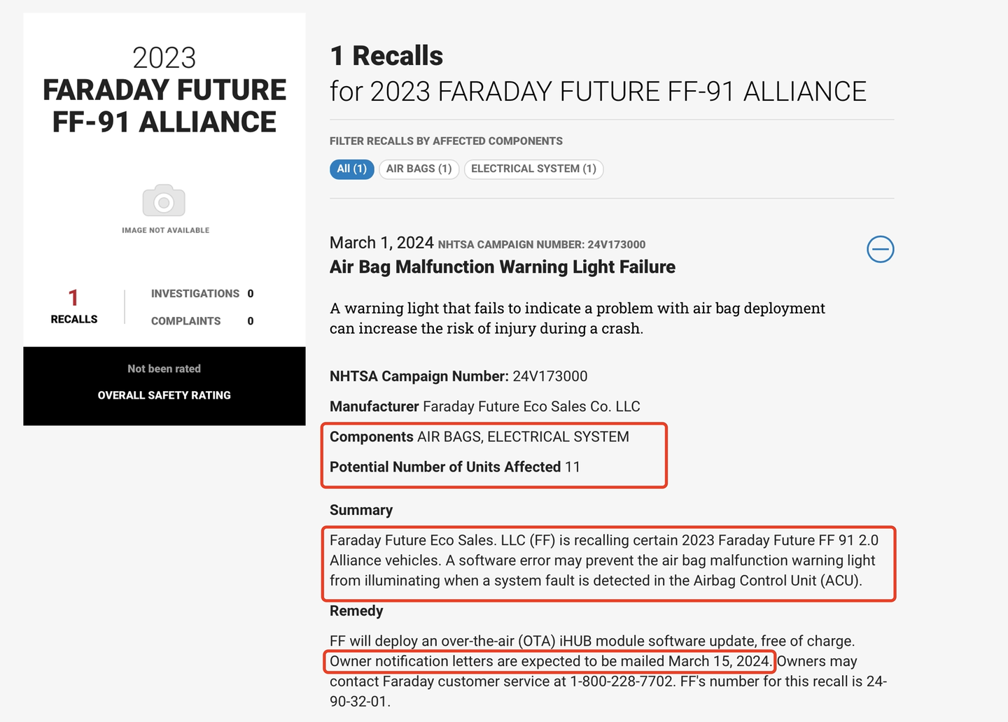 法拉第未来召回去年生产的全部FF91 共11 辆，哪些信息值得关注？ - 知乎