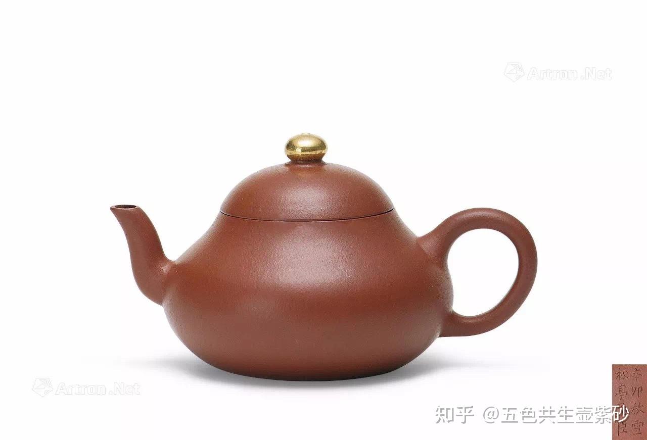 ▽渡鶴羽▽W1970時代朱泥 朱泥虚扁紫砂壺 在銘 惠孟臣 明代/紫砂 煎茶