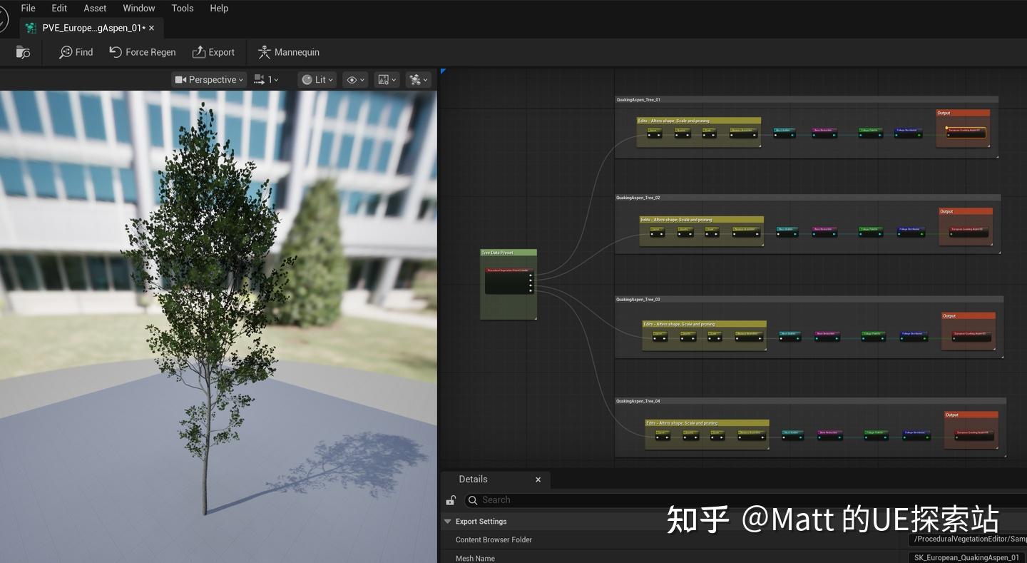 虚幻 UE5.7 PCG (Vegetation Editor)植被生成功能入门 | PVE_European_QuakingAspen_01 ...
