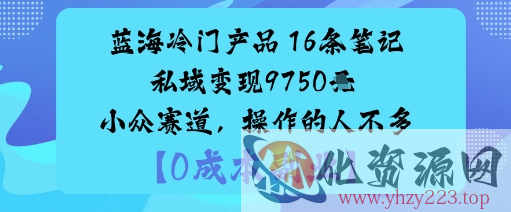 蓝海冷门产品：16条笔记私域变现9750米小众赛道，操作的人不多
