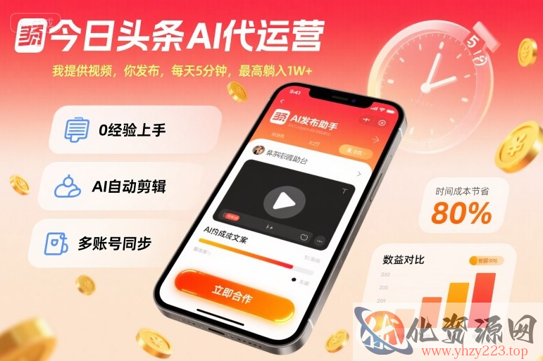 今日头条AI代运营，我提供视频，你发布，每天5分钟，最高躺入1W+【揭秘】