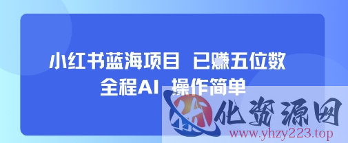 小红书蓝海项目，全程AI，操作简单，已挣五位数