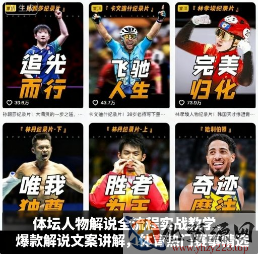 体坛人物解说全流程实战教学，爆款解说文案讲解，体育热门赛事精选