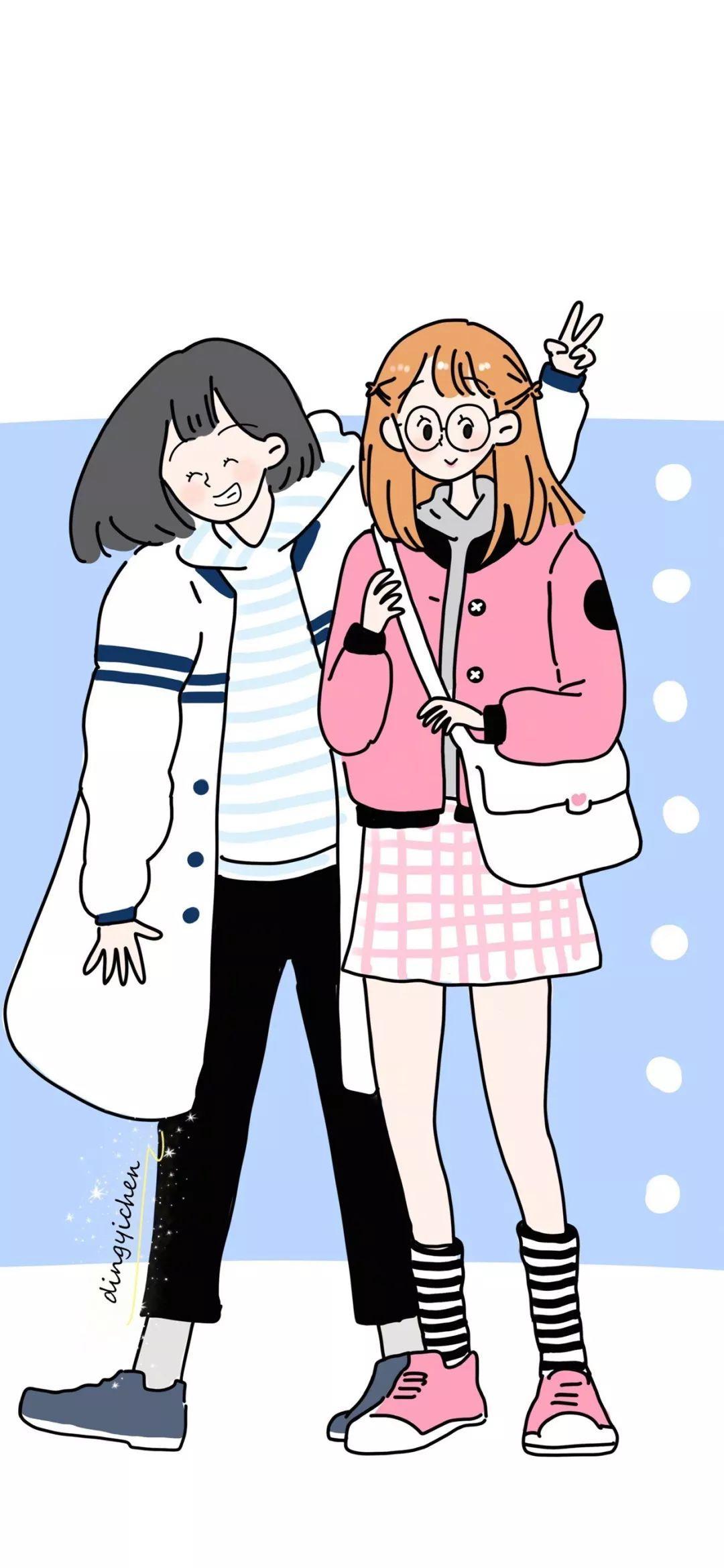 求闺蜜壁纸,最好是那种两个人的背影或者一起奔跑的,色调是那种不太亮