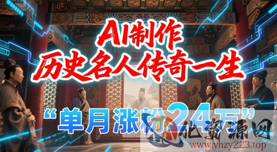 暴力起号！用AI制作历史名人传奇一生，单月涨粉24W，涨粉+变现赛道黑马来了