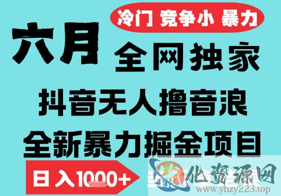 2025年6月高爆抖音无人直播最新撸音浪掘金项目，无脑日入1k+，低门槛小白可做，可矩阵放大【揭秘】