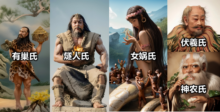 一文读懂上古五氏与三皇ai复原有巢氏燧人氏伏羲氏女娲氏神农氏