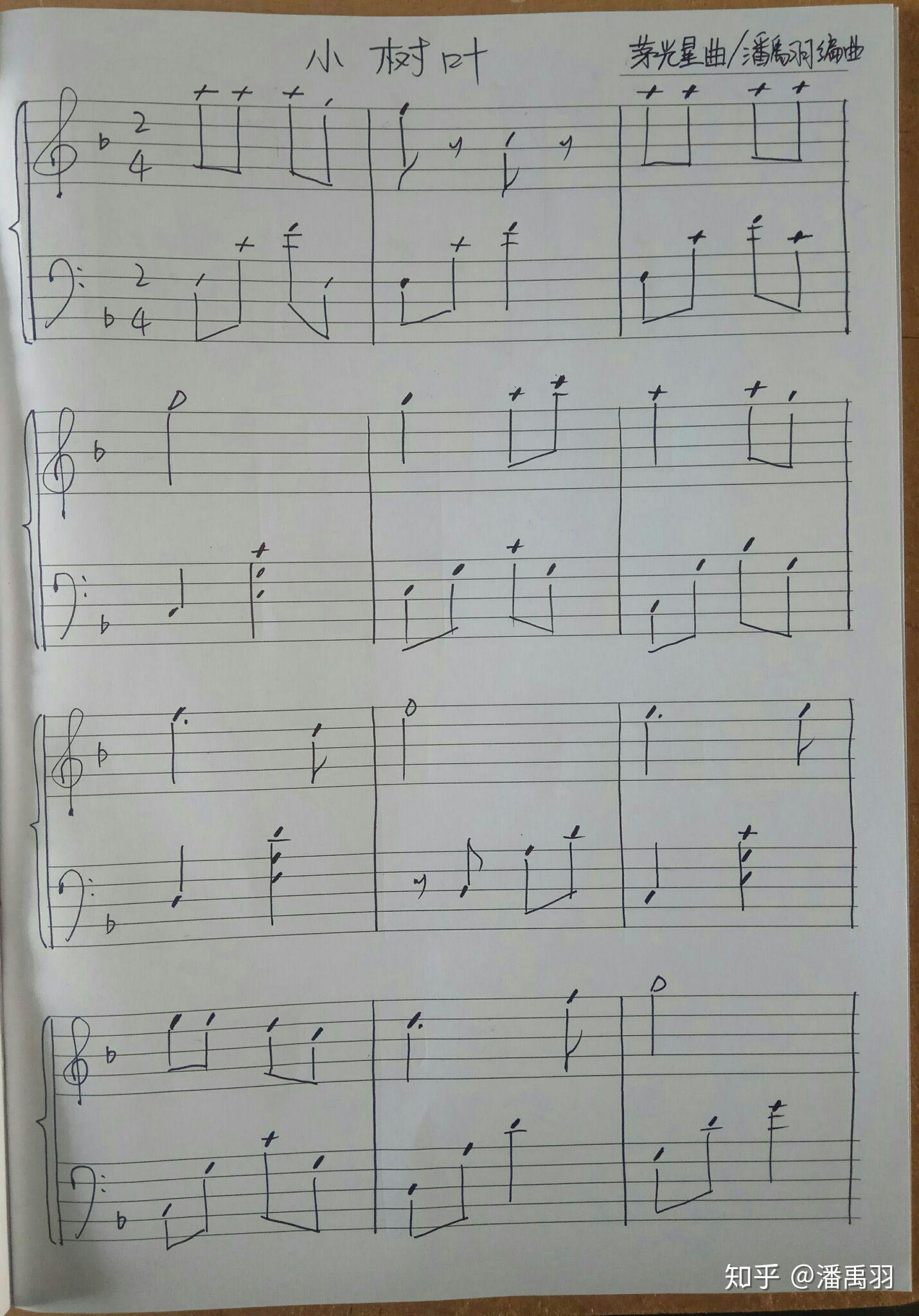 钢琴儿歌配左手和弦,儿歌小树叶1=f.