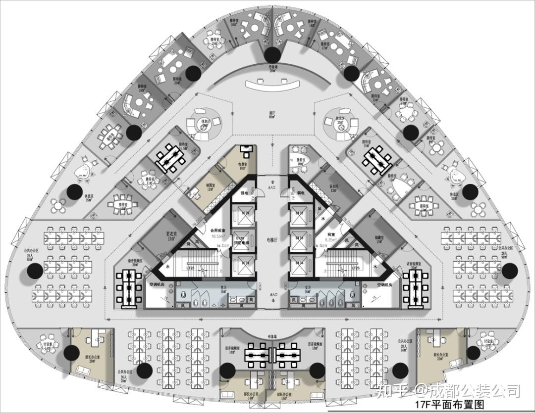成都市高新区复城国际T2栋3800㎡办公室设计装修案例带您了解办公室打造流程 - 知乎