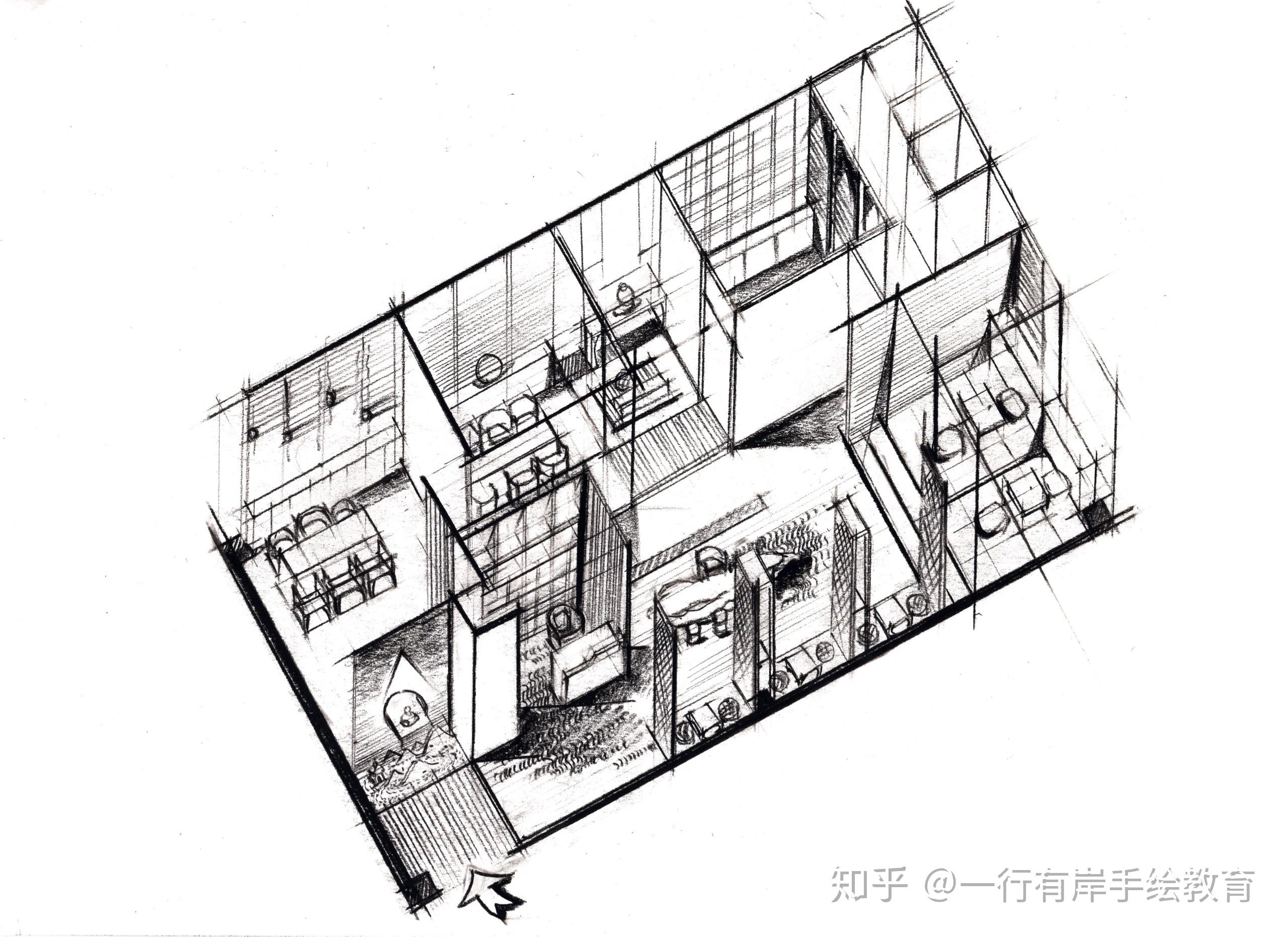 俯视房间手绘图图片