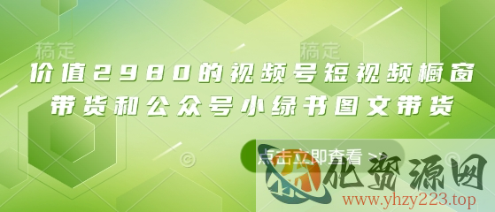 价值2980的视频号短视频橱窗带货和公众号小绿书图文带货