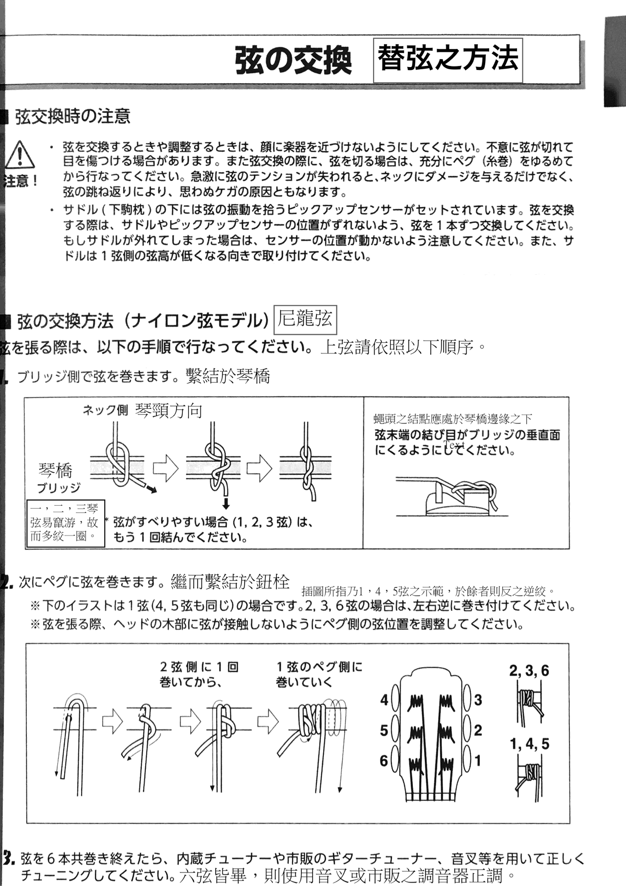 如何給古典吉他換弦