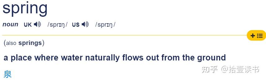 spring是“春天”，water是“水”，那spring water是什么意思？ - 知乎