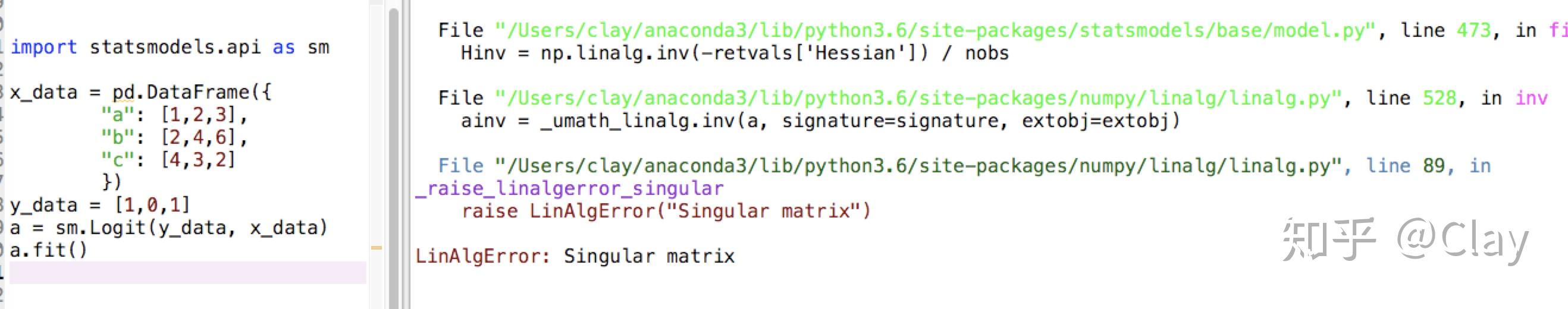 python中使用statsmodels这个包建立logit模型出现singular matrix? 知乎