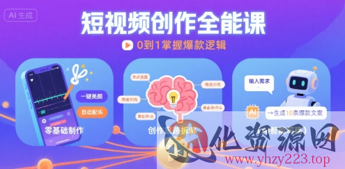 短视频创作课，短视频制作、创作思路、Ai写爆款文案