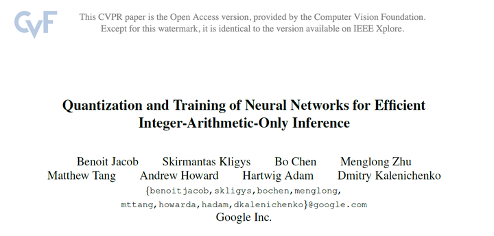 论文阅读-Quantization and Training of Neural Networks for Efficient Integer ...