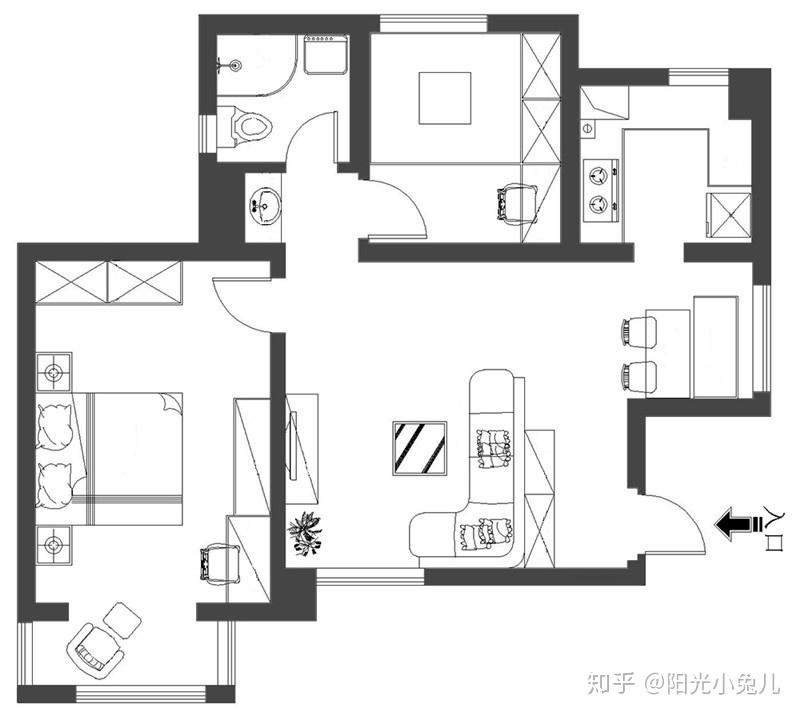 83平两室一厅装修，这样好看的房子装修，原户型竟然是没玄关？ - 知乎