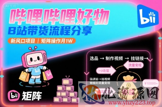 哔哩哔哩好物，B站带货流程分享，新风口项目，矩阵操作月1W