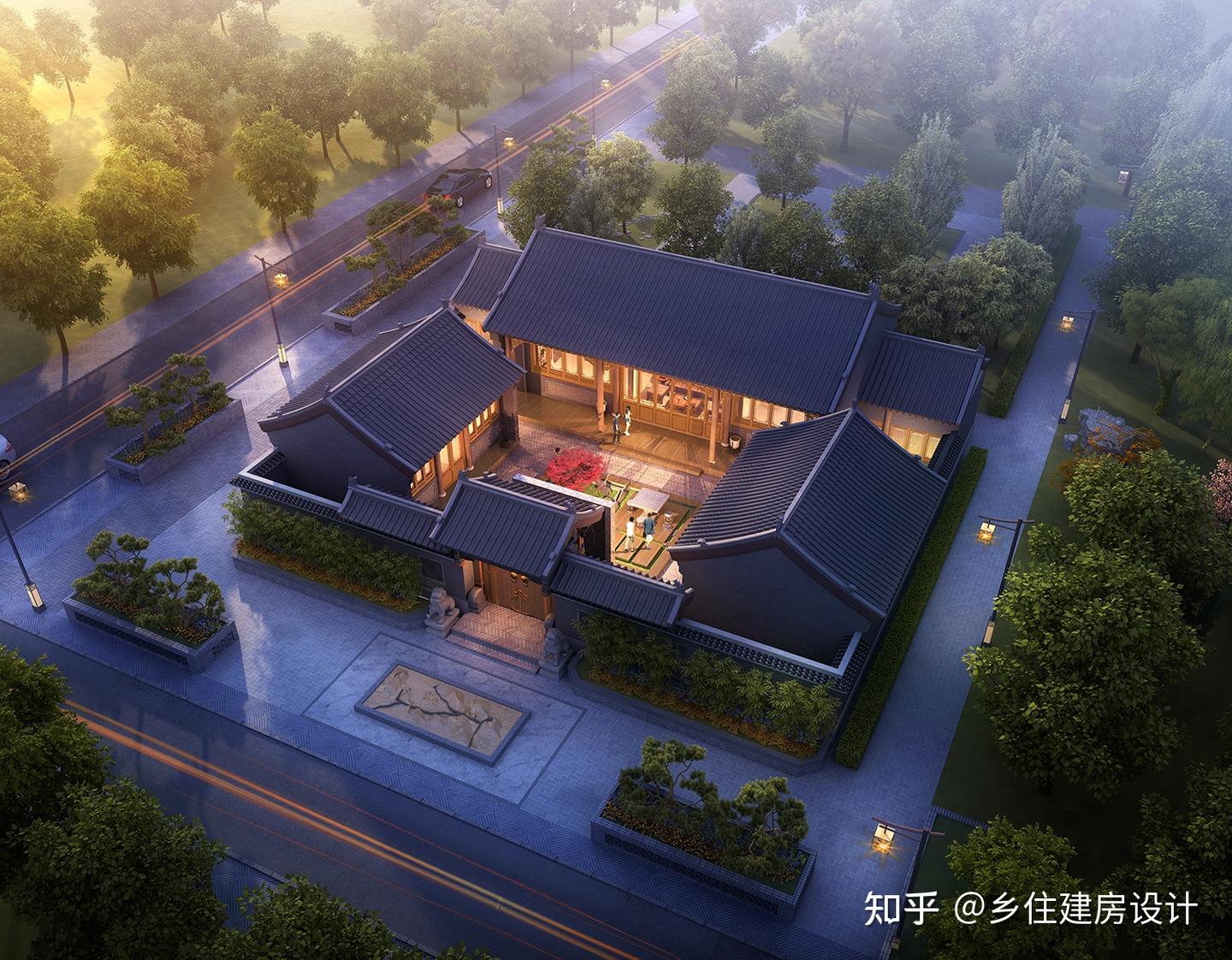 湖南岳阳丨20×16m一层乡住中式三合院,整体设计风格上庄严大气 - 知乎