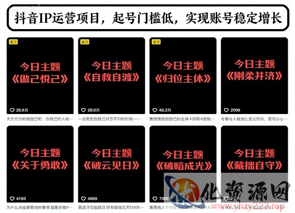 抖音IP运营项目，抖音今日主题玩法，起号门槛低，实现账号稳定增长