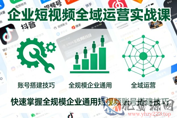 企业短视频全域运营实战课，快速掌握全规模企业通用短视频账号搭建技巧