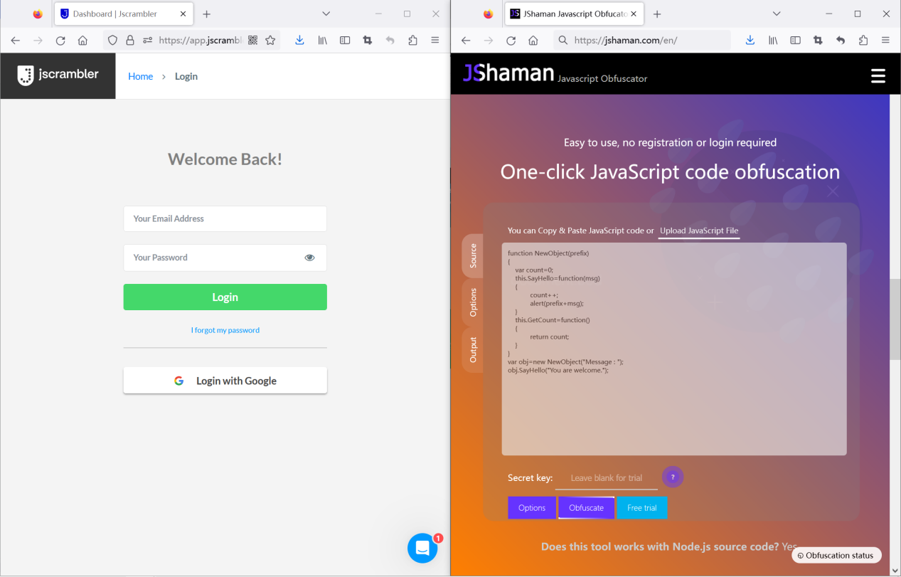 jshaman javascript obfuscator ,one click javascript... Two top-level JavaScript obfuscation tools: JScrambler and JShaman - 知乎