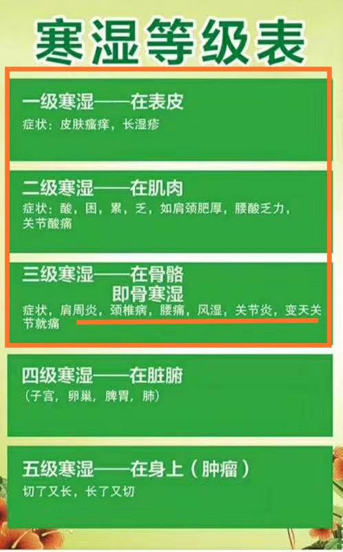 身体信号之寒湿等级表