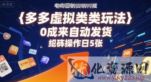 多多虚拟类目玩法，0成本全自动发货，矩阵操作日5张