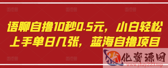 语聊自撸10秒0.5元，小白轻松上手单日几张，蓝海自撸项目