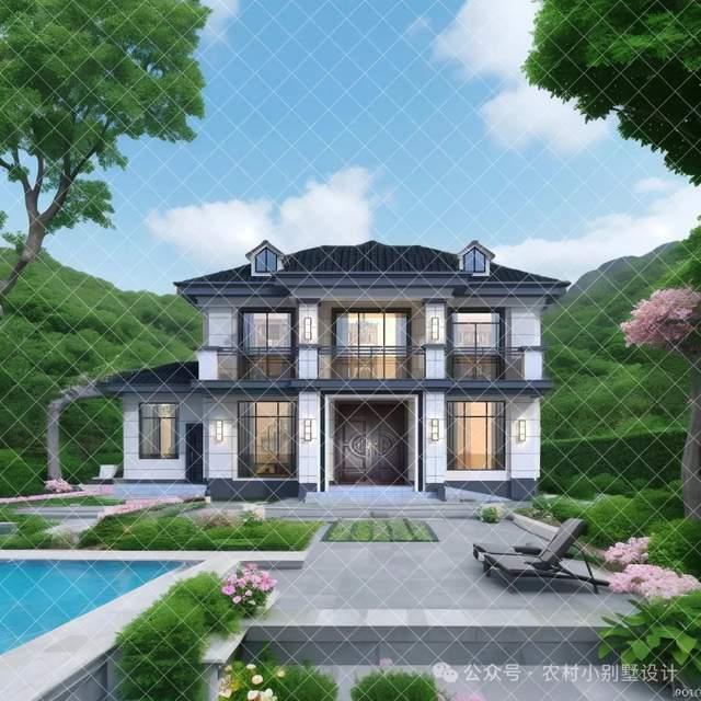 16米面宽四开间二层新中式农村自建房别墅,45套二层新中式别墅 - 知乎