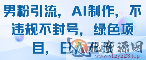 男粉引流，AI制作，不违规不封号，绿色项目，日入五张