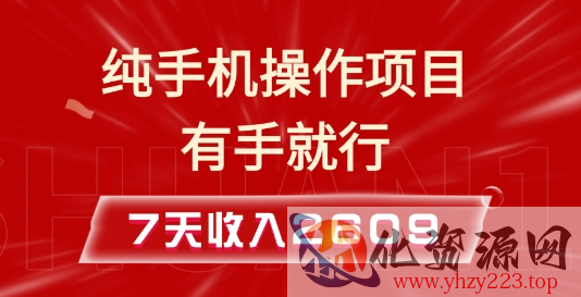 纯手机操作的小项目，有手就能做，7天收入2609+实操教程【揭秘】