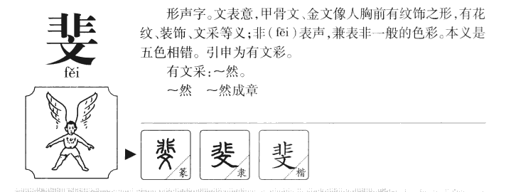 但为什么斐字拆开却是非文呢?斐的意思是如何来的? - 知乎