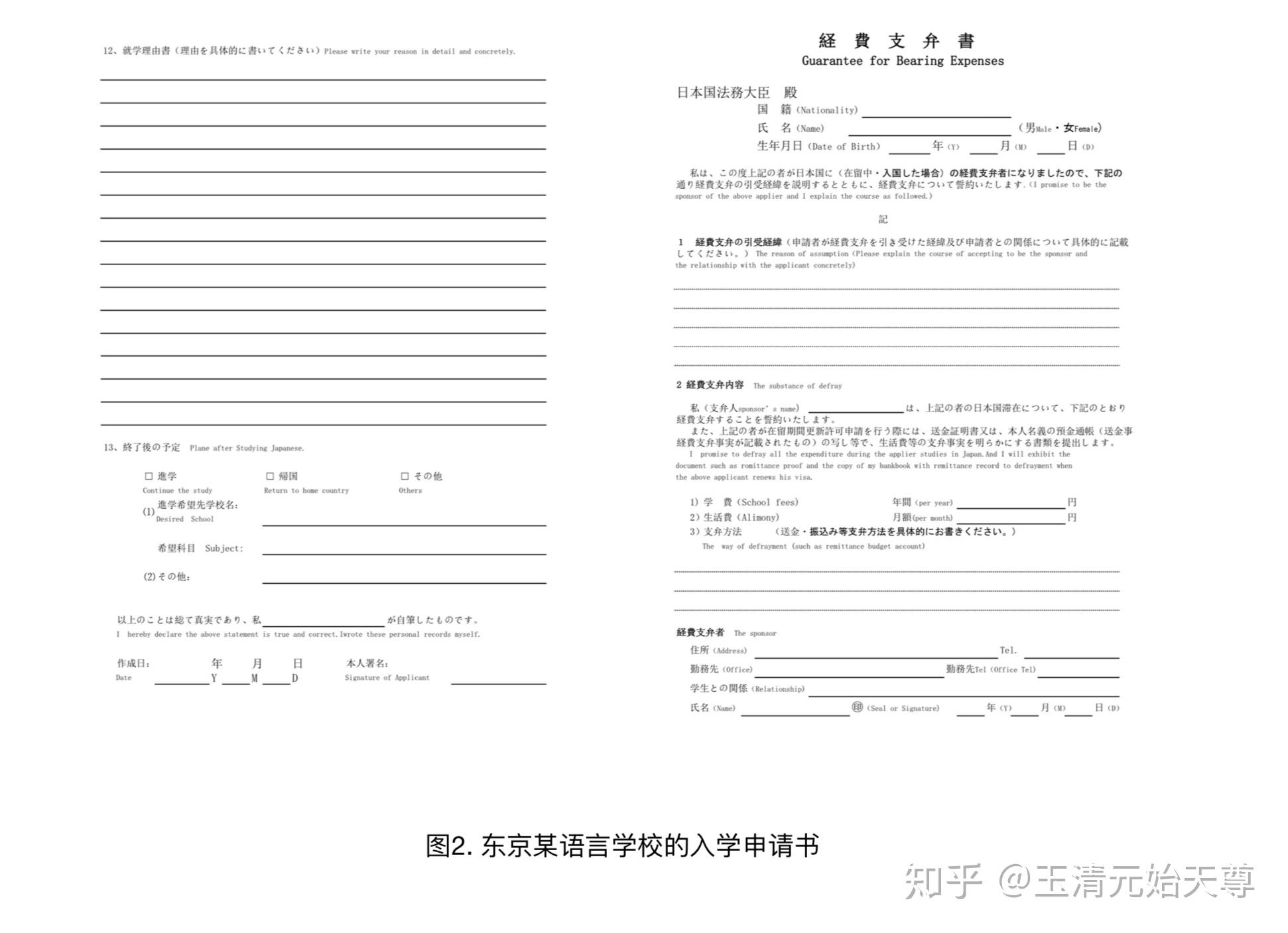 日本留学经济支付书