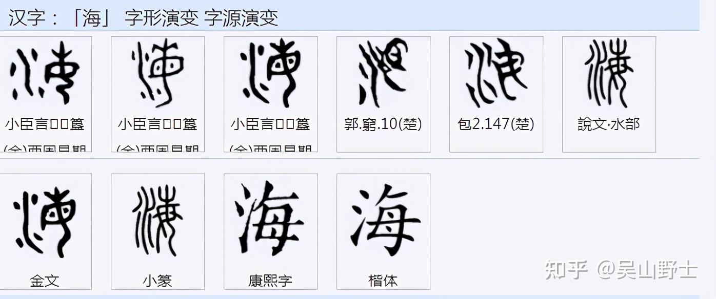 海字怎麼的演變