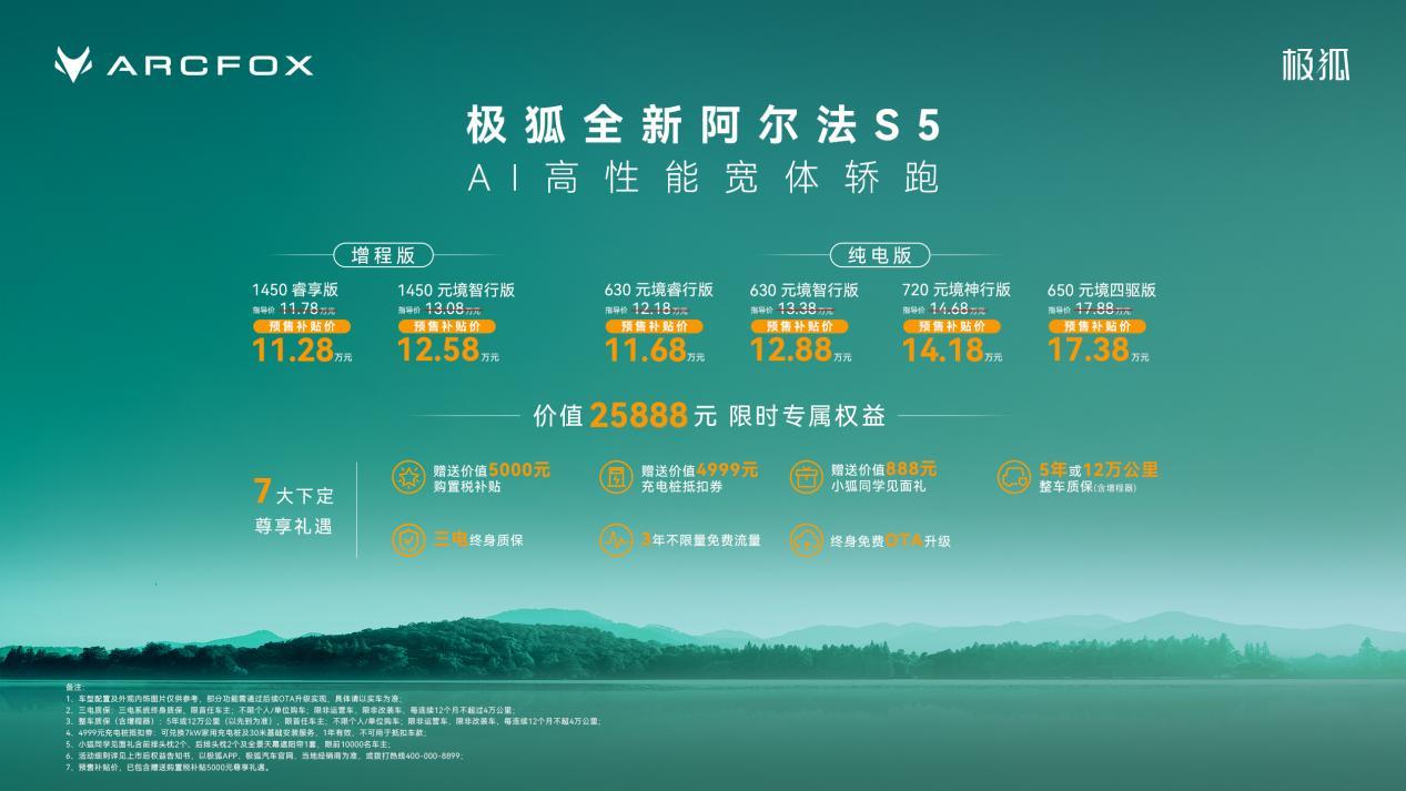 年轻人的第一台轿跑可以更新了,极狐全新阿尔法S5预售补贴价11.28万起(1)(2)(1)