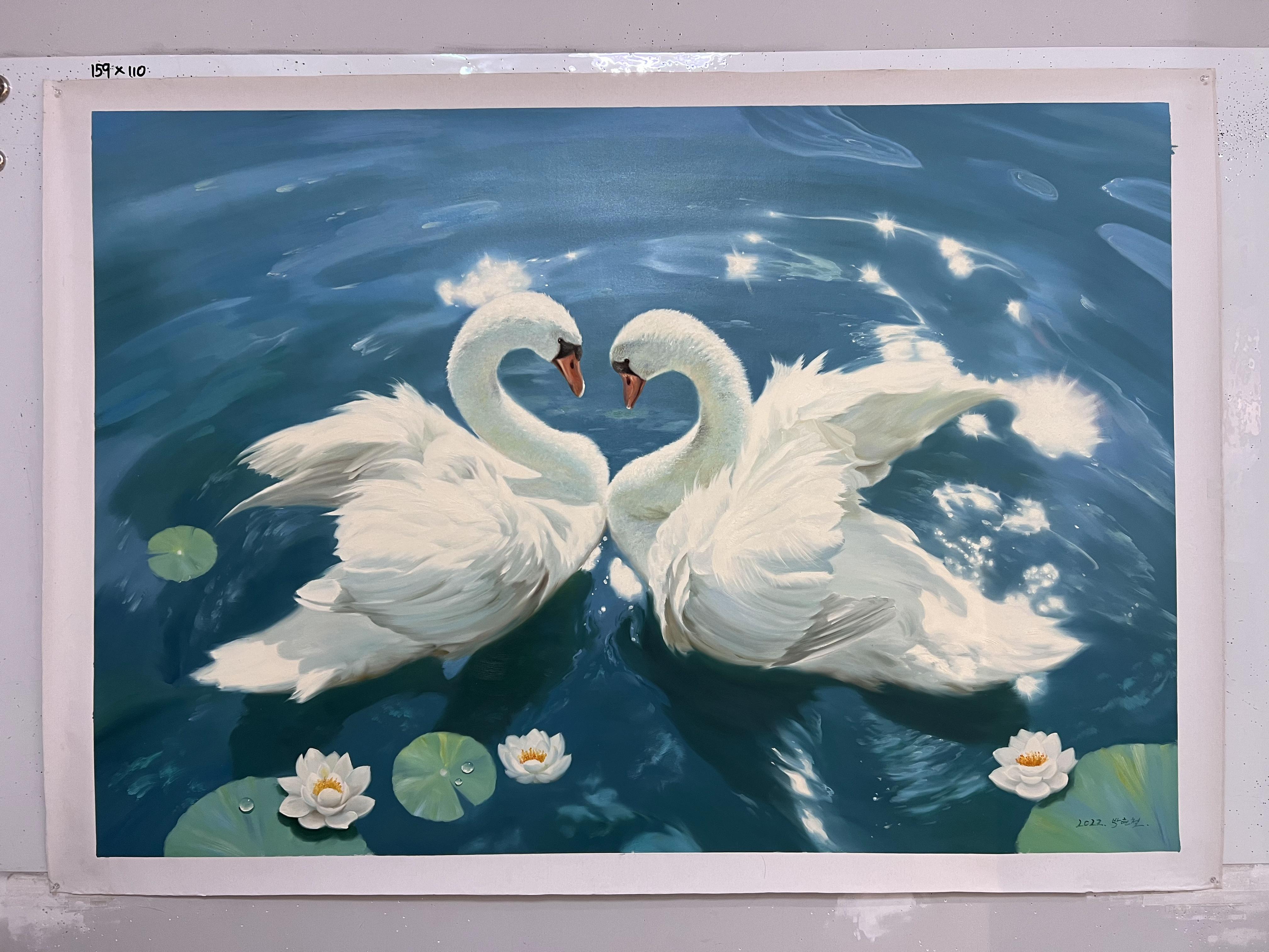 朝鲜油画 朴贤哲 作"天鹅"