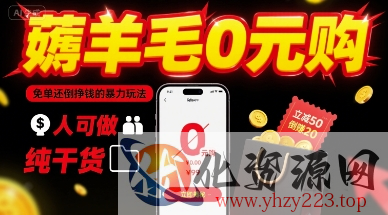 薅羊毛0元购，免单还倒挣钱的暴力玩法，人人可做，纯干货