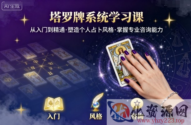 塔罗牌系统学习课，助你从入门到精通，塑造个人占卜风格，掌握专业咨询能力